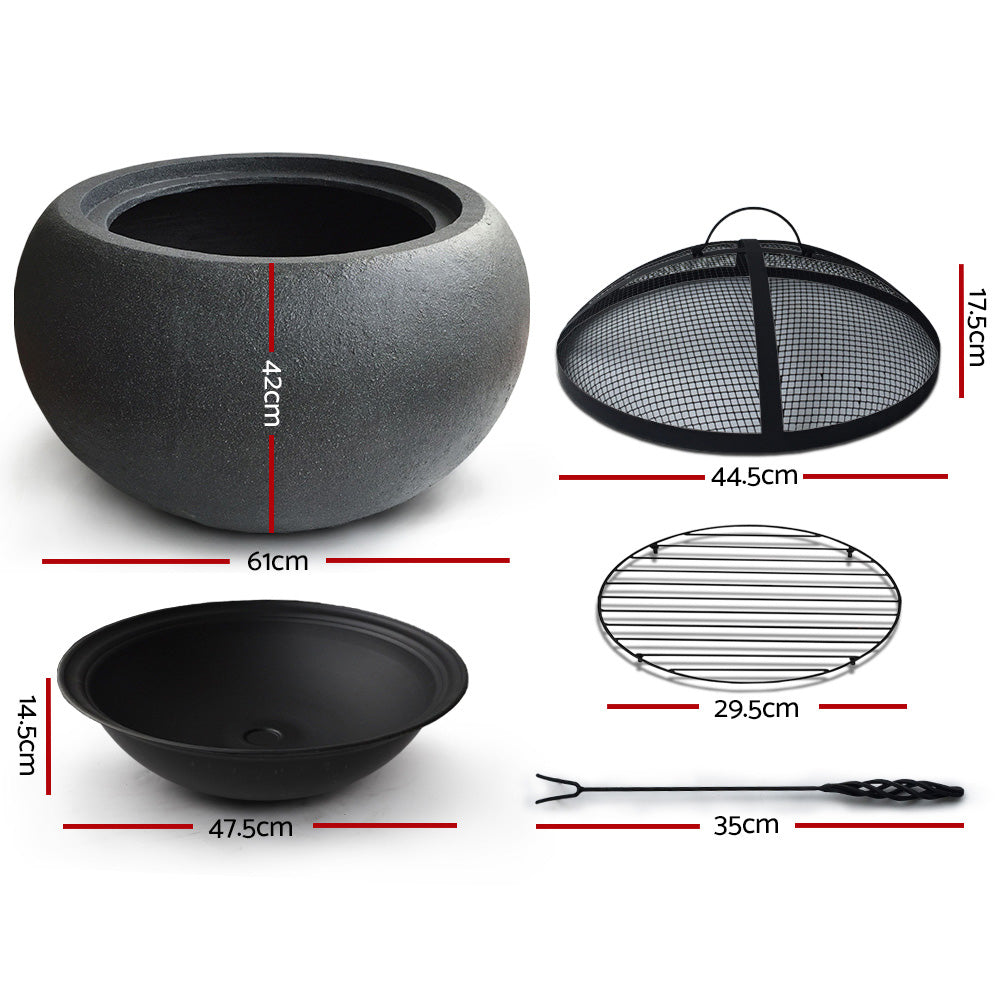 Fitzroy Outdoor Portable Fire Pit Bowl